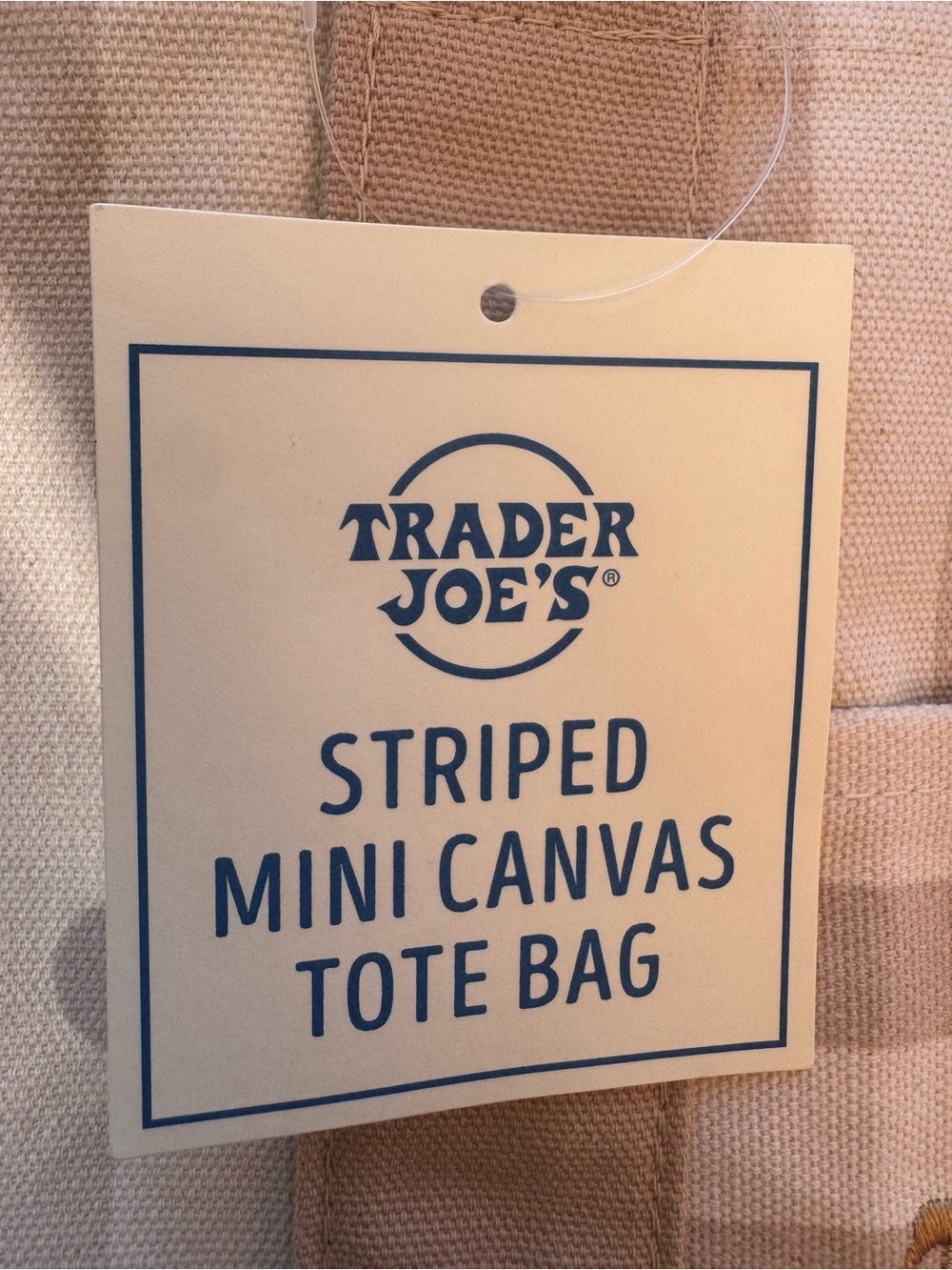 Trader Joe's Beige & Cream Striped Canvas mini Tote bag - Picture 3 of 5